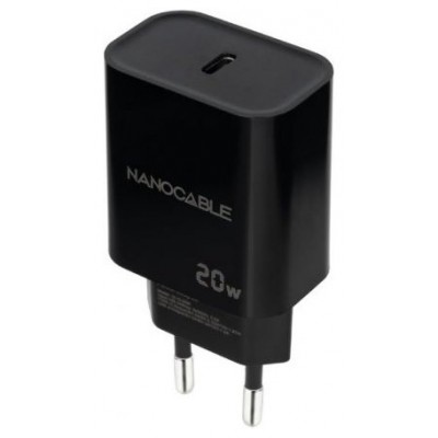 CARGADOR USB-C PD 20W NEGRO NANOCABLE 10.10.2006