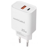 Nanocable Cargador USB-C/PD+USB-A/QC 20W Blanco