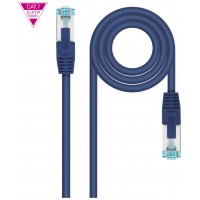 CABLE DE RED LATIGUILLO 600MHZ LSZH SFTP PIMF CAT7 AWG26 0.25 M AZUL NANOCABLE (Espera 4 dias)