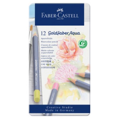 ESTUCHE METÁLICO CON 12 LÁPICES DE COLORES PASTEL ACUARELABLES GOLDFABER. FABER CASTELL 114622 (Espera 4 dias)