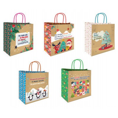 BOLSA KRAFT NAVIDAD MENSAJES BISMARK 331662 (Espera 4 dias)