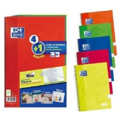 PACK 4+1 CUADERNO ESPIRAL CLASSIC W-E FOLIO 80 HOJAS 4X4 CON MARGEN COLORES VIVOS OXFORD 400122761 (Espera 4 dias)