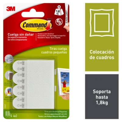 BLISTER TIRAS ADHESIVAS PEQUEÑAS PARA CUADROS HASTA 1,8KG COMMAND 17202 3M 7100127222 (Espera 4 dias)