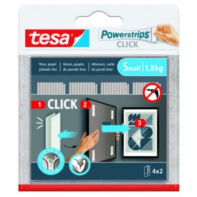 BLISTER TIRAS ADHESIVAS CUELGA OBJETOS POWERSTRIPS CLIK 1,8KG 4 PARES 60X20MM "S" TESA 77720-00001-00 (Espera 4 dias)