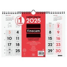 CALENDARIO 2025 NEUTRO PARED NUMEROS GRANDES 300X300MM FINOCAM 780570025 (Espera 4 dias)