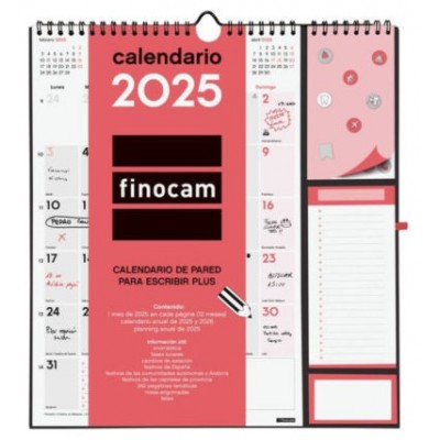 CALENDARIO 2025 NEUTRO PARED PLUS ESCRIBIR 215X325MM FINOCAM 782120025 (Espera 4 dias)