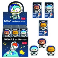 EXPOSITOR CON 24 GOMAS DE BORRAR ASTRONAUTAS-ANIMALES - NASA DOHE 79648 (Espera 4 dias)