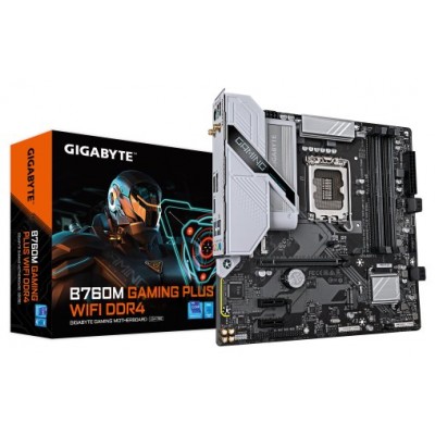 GIGABYTE B760M GAMING PLUS WIFI DDR4 Placa base - Compatible con procesadores Intel Core de 14ª generación, VRM de 4+1+1 fases, hasta 5333 MHz DDR4 (OC), 2xPCIe 4.0 M.2, Wi-Fi 6, LAN 1 GbE, USB 3.2 Gen 1 (Espera 4 dias)