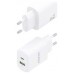 AISENS - CARGADOR 25W, 1xUSB-C PD3.0, 1xUSB-A QC3.0, BLANCO