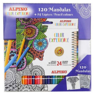 SET LIBRO 120 MANDALAS + 24 LÁPICES COLOR EXPERIENCE ALPINO AL000250 (Espera 4 dias)