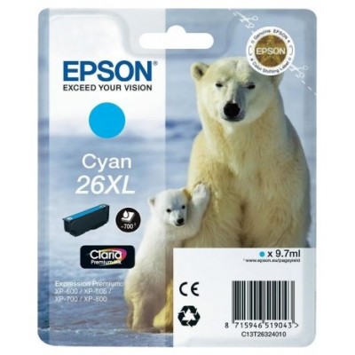 Epson Claria Premium Cartucho Cian 26XL Alta(Blister + Alarma acustico/Radiofrecuencia)