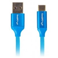 CABLE USB LANBERG 2.0 MACHO/USB C MACHO QUICK CHARGE 3.0 1.8M AZUL