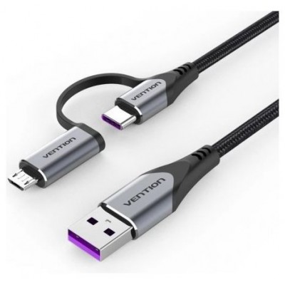 CABLE USB 2.0/M USB-C/M MICROUSB/M 1 M NEGRO VENTION (Espera 4 dias)