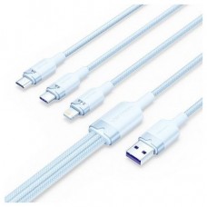 CABLE USB 2.0 A USB-C + MICROUSB/M + LIGHTNING TRENZADO 1.5 M AZUL VENTION (Espera 4 dias)