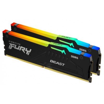 MEMORIA KINGSTON 16GB KIT2 6000MT/S DDR5 CL30  FURY BEAST RGB XMP - KF560C30BBAK2-16 (Espera 4 dias)