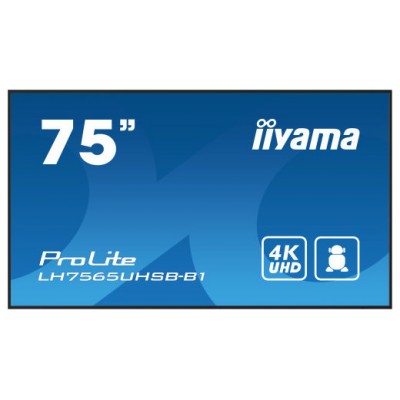 iiyama LH7565UHSB-B1 pantalla de señalización Diseño de quiosco 189,2 cm (74.5") LED Wifi 800 cd / m² 4K Ultra HD Negro Procesador incorporado Android 11 24/7 (Espera 4 dias)