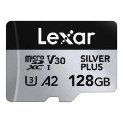 LEXAR 128GB LEXAR HIGH-PERFORMANCE SILVER PLUS MICROSDXC UHS-I, UP TO 205MB/S READ 150MB/S WRITE C10 A2 V30 U3,WITH ADAPTER (Espera 4 dias)