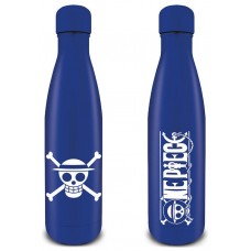 BOTELLA METÁLICA LOGO ONE PIECE & EMBLEMA PIRATAS SOMBRERO DE PAJA AZUL 540 ML PYRAMID REDSTRING MDB25506 (Espera 4 dias)