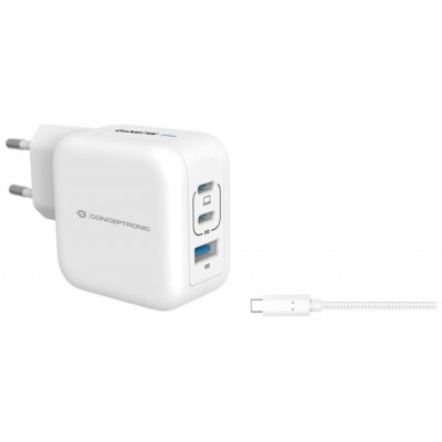 CARGADOR DE PARED CONCEPTRONIC USB-C x2 USB-Ax1