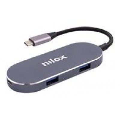 Nilox Mini dockstion usb-c HDMI, 5 EN 1, Plata