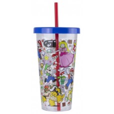 VASO DE PLÁSTICO CON PAJITA SUPER MARIO 700ML PALADONE REDSTRING PP8015NN (Espera 4 dias)