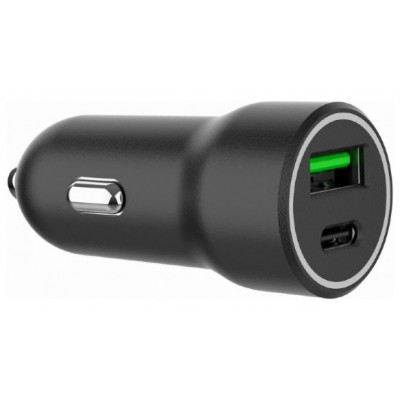 CARGADOR RAPIDO PARA COCHE GEMBIRD CON 2 PUERTOS USB, TIPO C PD, 20 W, NEGRO